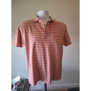 Fish Hippie Co.Casual Striped  Polo Shirt Mens Small Orange White Preppy